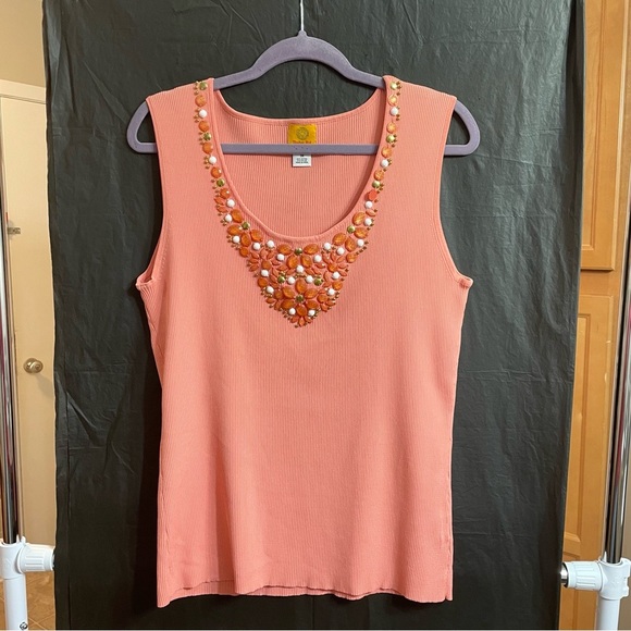 Ruby Rd. 3X Coral Embellished Tank Top Festival Party Summer **READ** - Picture 1 of 4